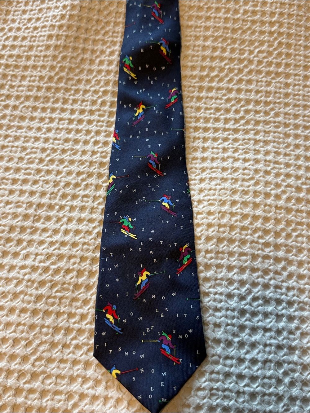 Talbots Kids Navy Blue Skiing Print Tie